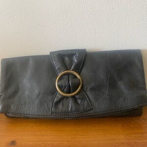 Hobo International Ring Bow Elegant Black Leather Clutch